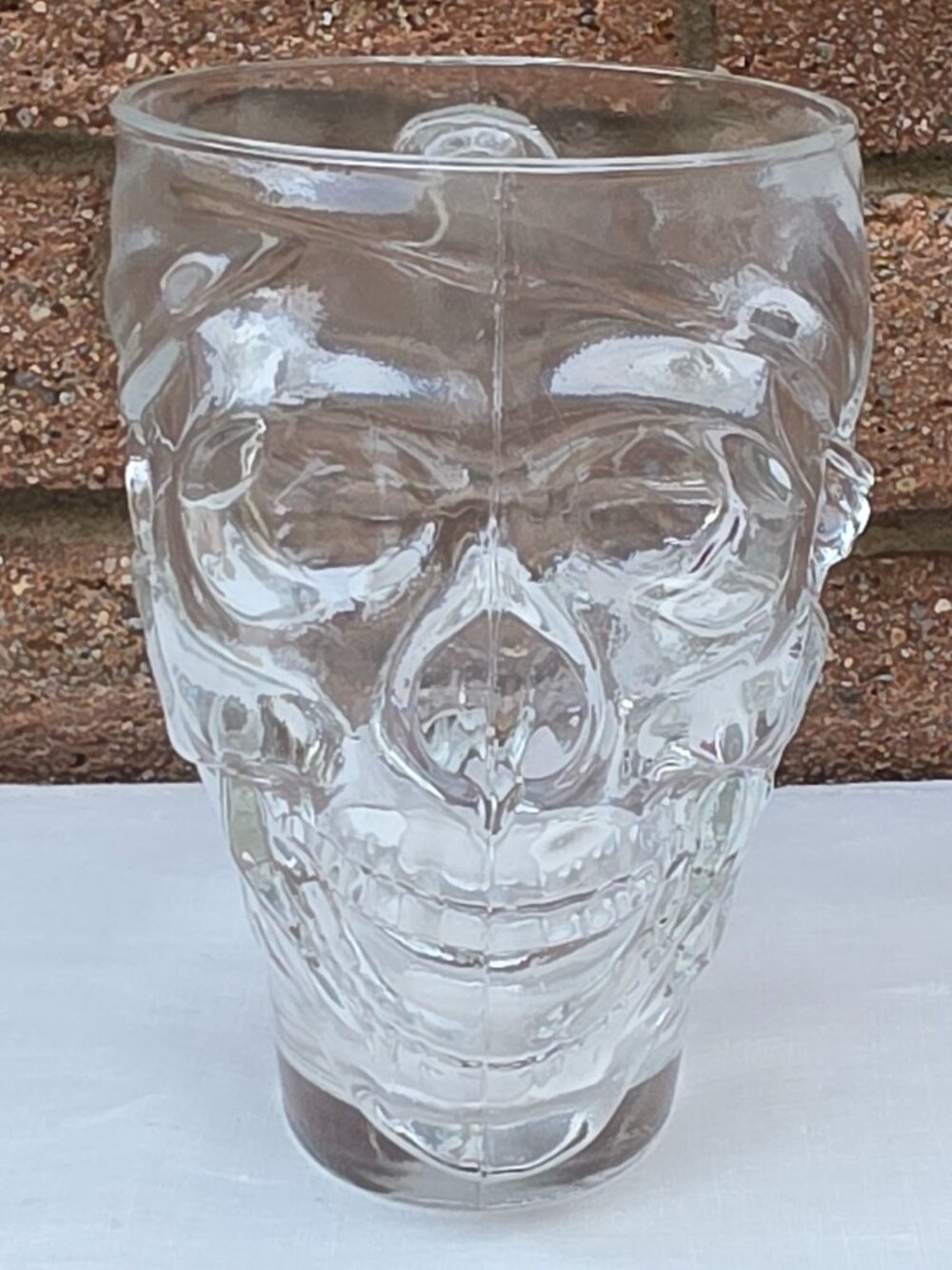 Boneshaker Unfiltered India Pale Ale Skull Glass Beer Mug Stein White Logo Print